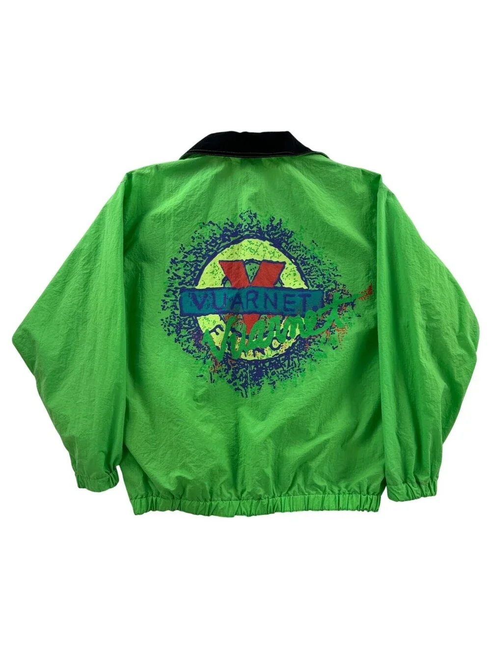 Vintage 80s Vuarnet Bright Green Pullover Windbreaker Jacket Medium